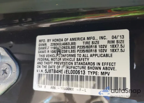 2014 Acura Rdx from USA, damaged, VIN 5J8TB4H51EL000613